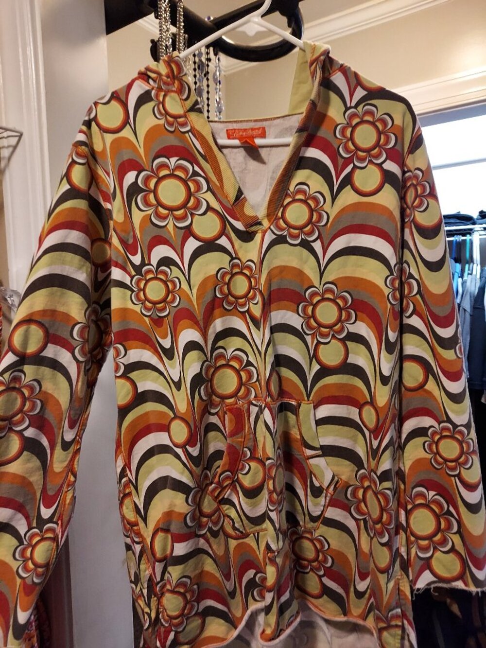 Vintage Lucky Brand 70's Psychedelic Flower Pullover Hoodie